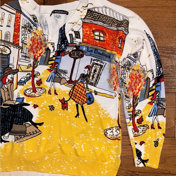 Clotheshead • X-Large • Multi-Colors W/ Women Shopping In Paris/ Studded Sweater - Picture 7 of 16